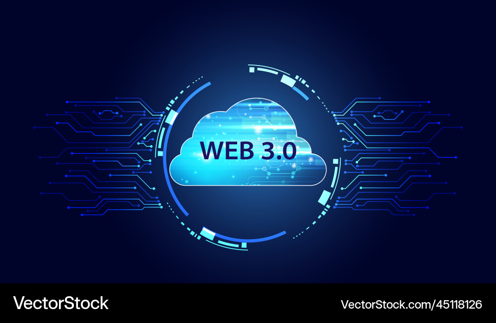 Abstract web 30 cloud and blockchain circle Abstract web 30 cloud and blockchain circle vector image