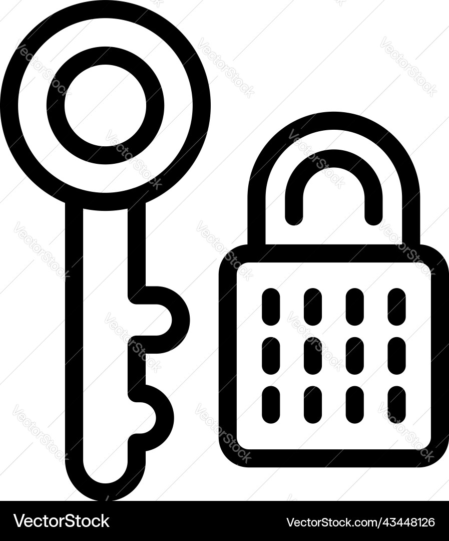 Lock key vpn icon outline data access Lock key vpn icon outline data access vector image