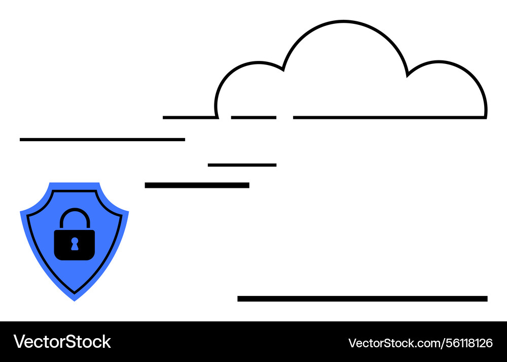 Secure cloud storage concept with shield and lock Vector Image