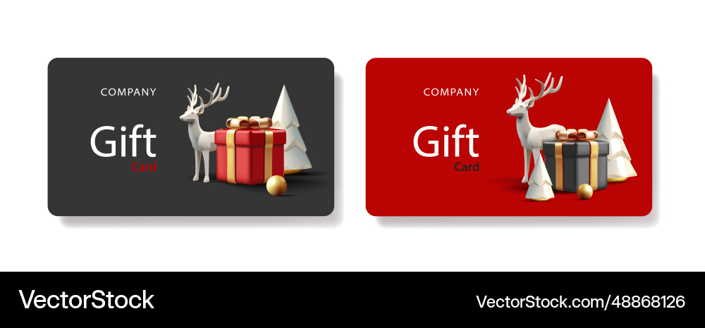 Set of gift vouchers or certificates with 3d vector image