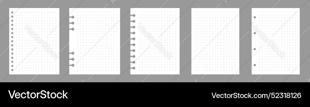 Set of notebook sheets isolated on gray background Set of notebook sheets isolated on gray background vector image
