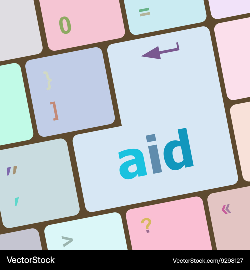 Aid word with key on enter keyboard Vector Image