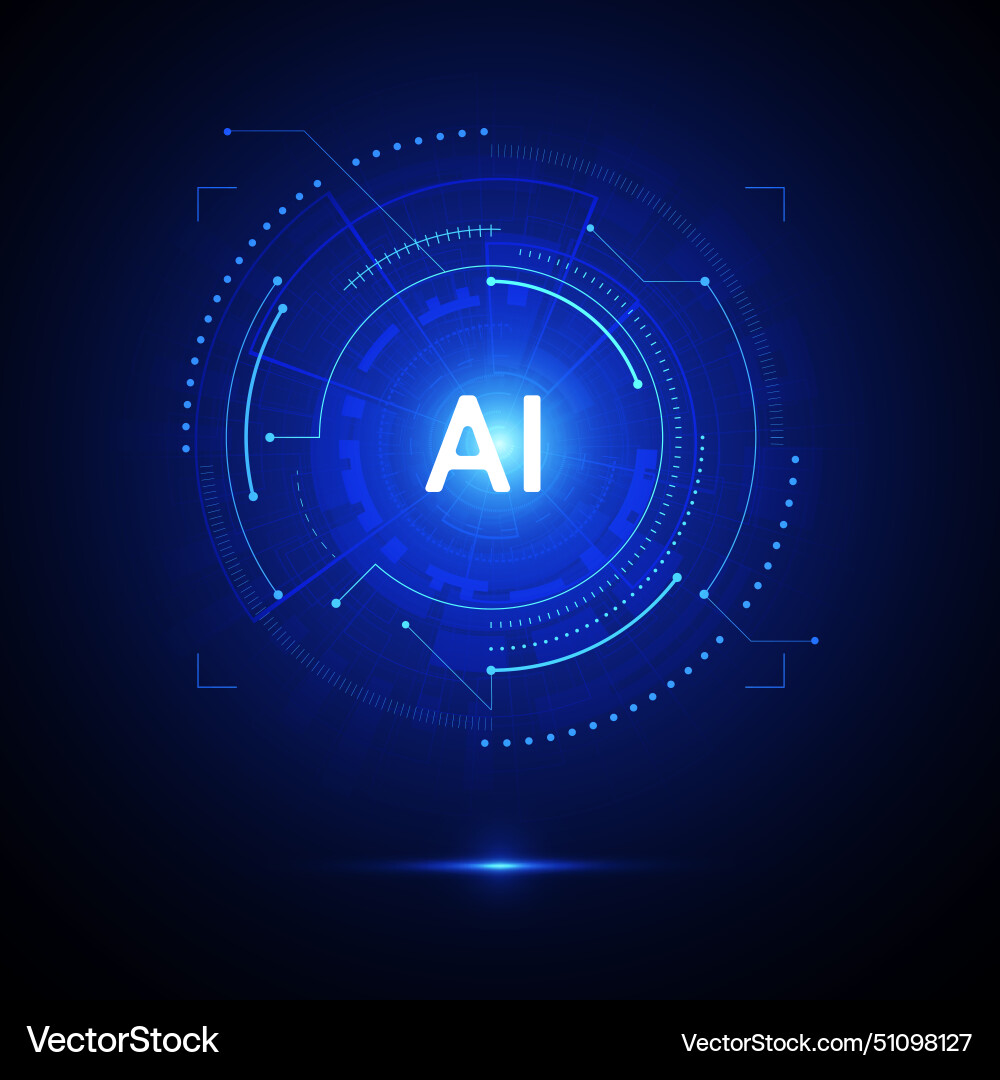 Artificial intelligence circuit line style Artificial intelligence circuit line style vector image