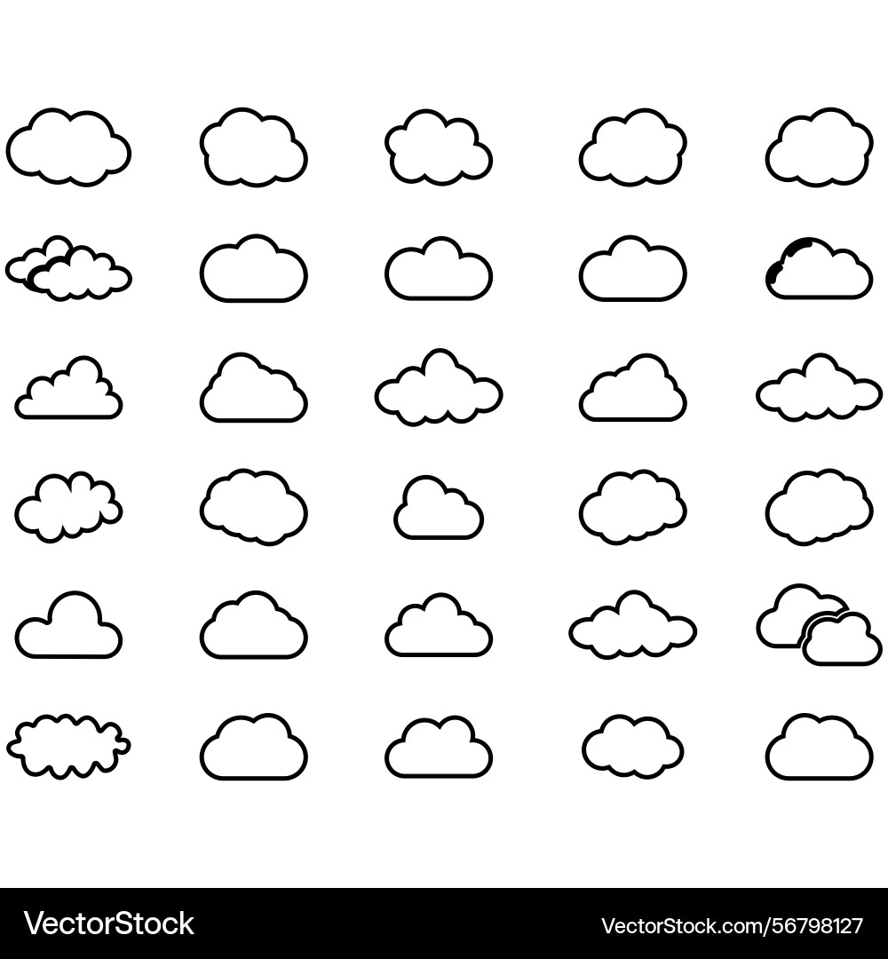 Clouds icons set of in different form vector image