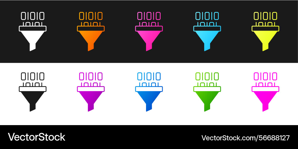Set binary code icon isolated on black and white Vector Image