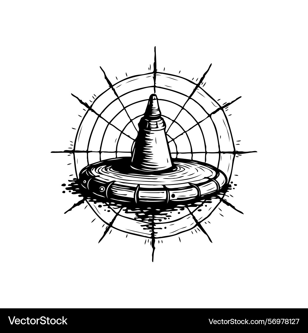 Stylized conical structure within radiating grid Stylized conical structure within radiating grid vector image
