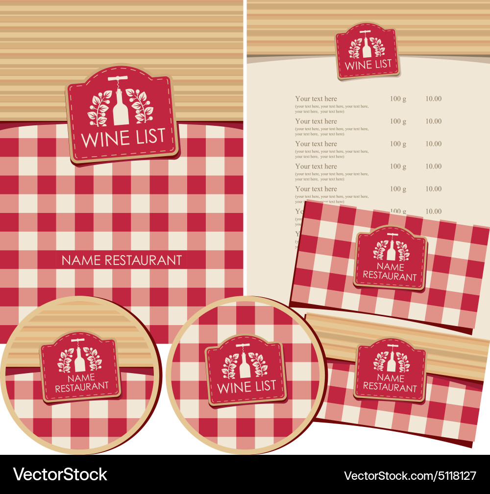 Wine list set vector image