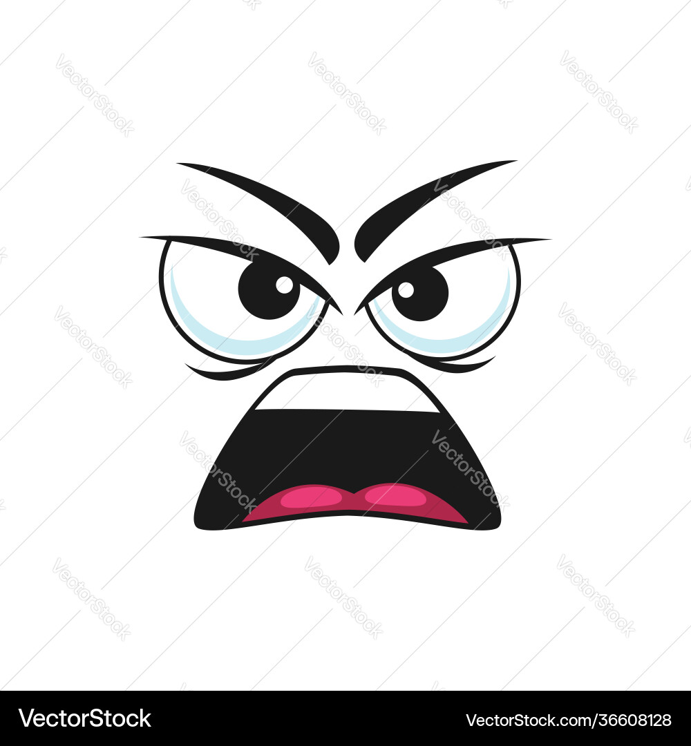 Angry shouting emoticon isolated screaming emoji Angry shouting emoticon isolated screaming emoji Vector Image