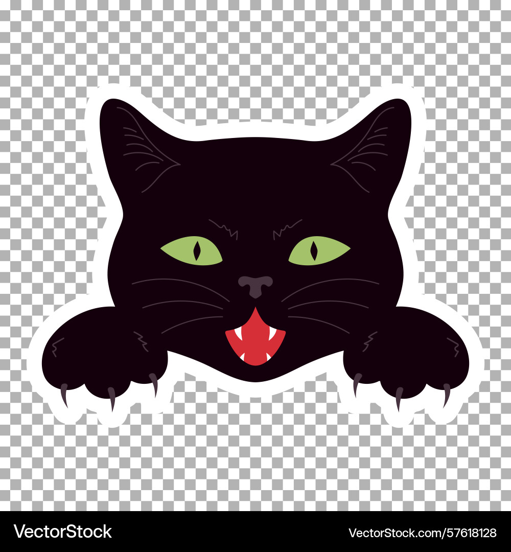 Attacking black cat face with fangs and sharp Vector Image