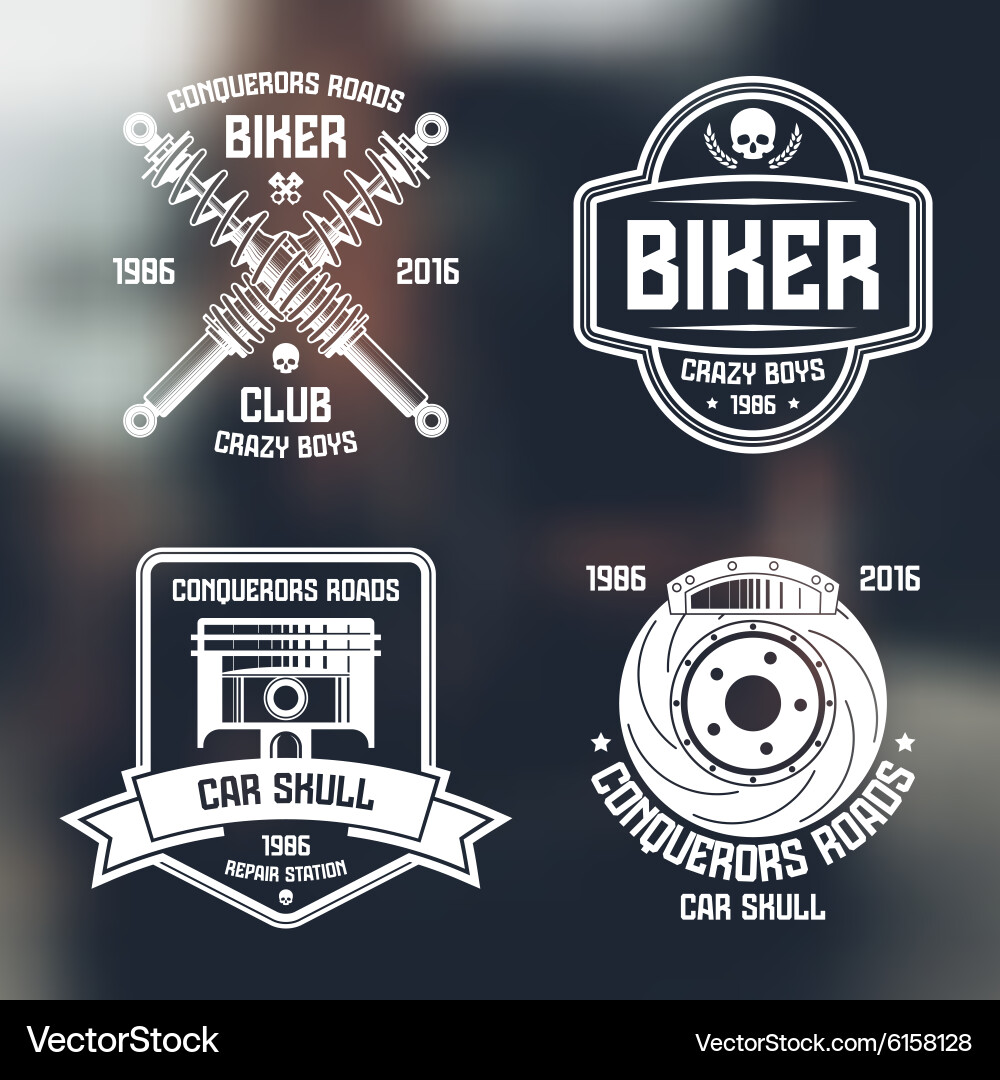 Automotive & Biker Club Badges Vector Image
