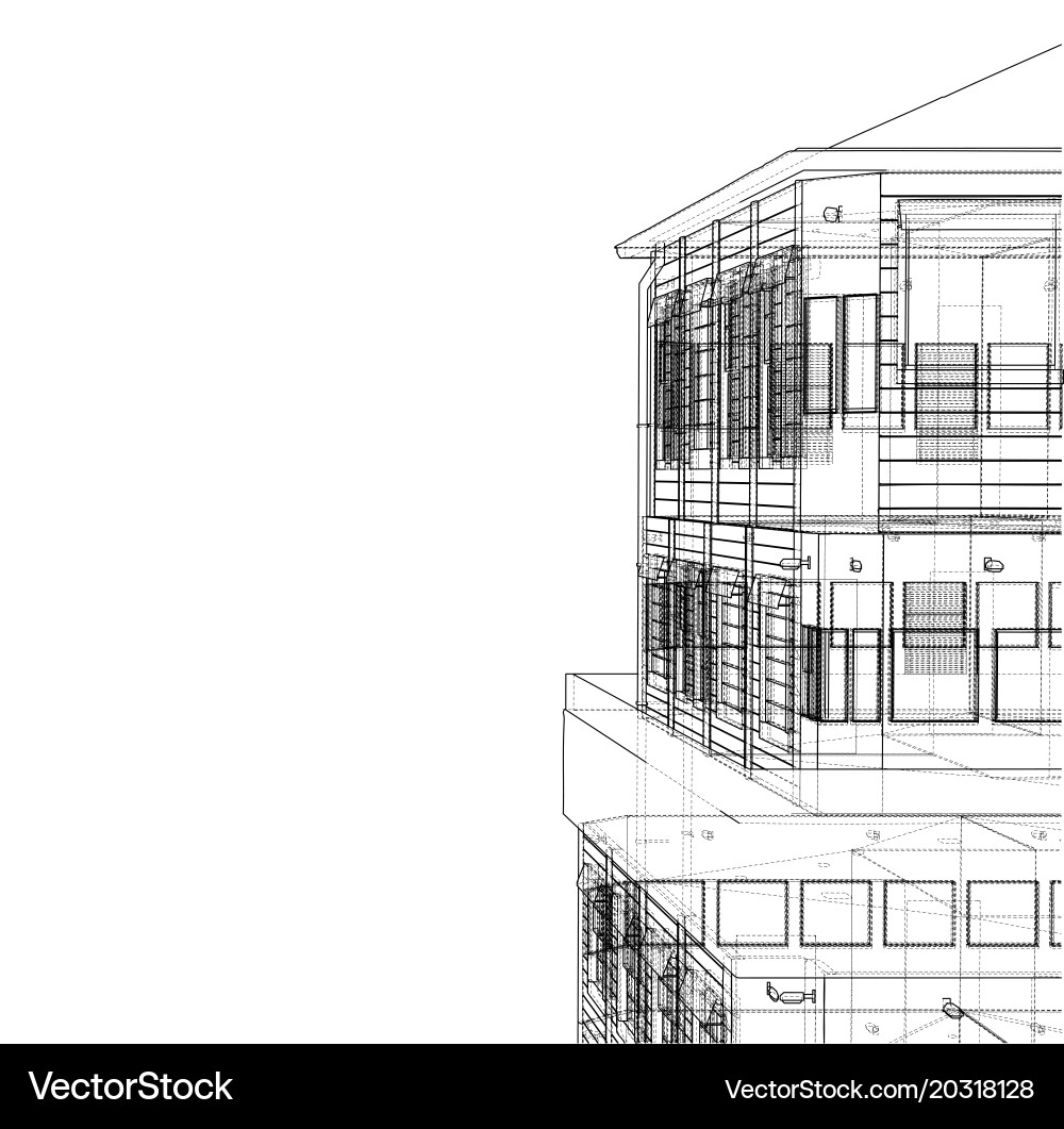 Concept of building rendering 3d Vector Image