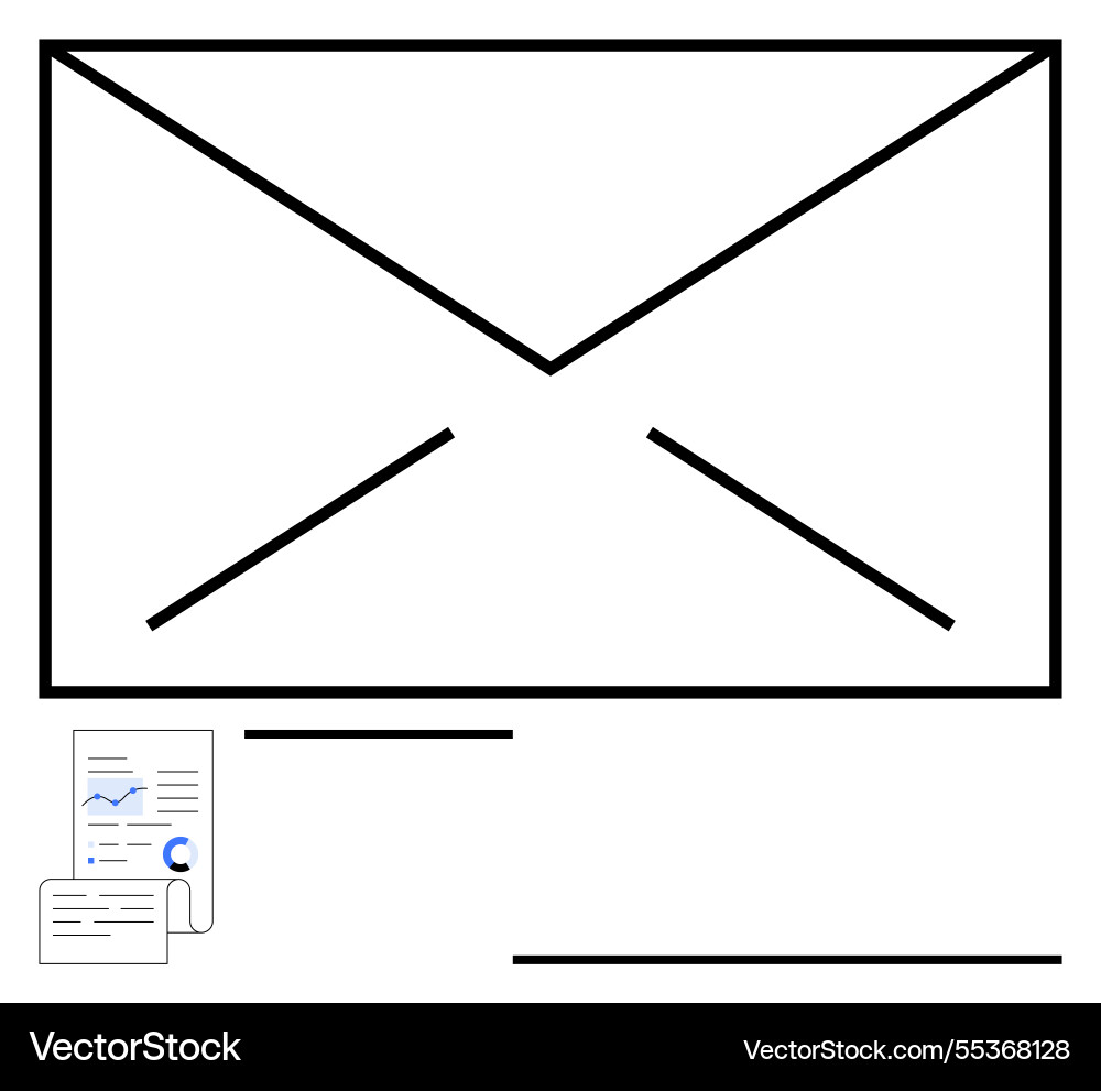 Envelope with document symbolizing communication Envelope with document symbolizing communication vector image