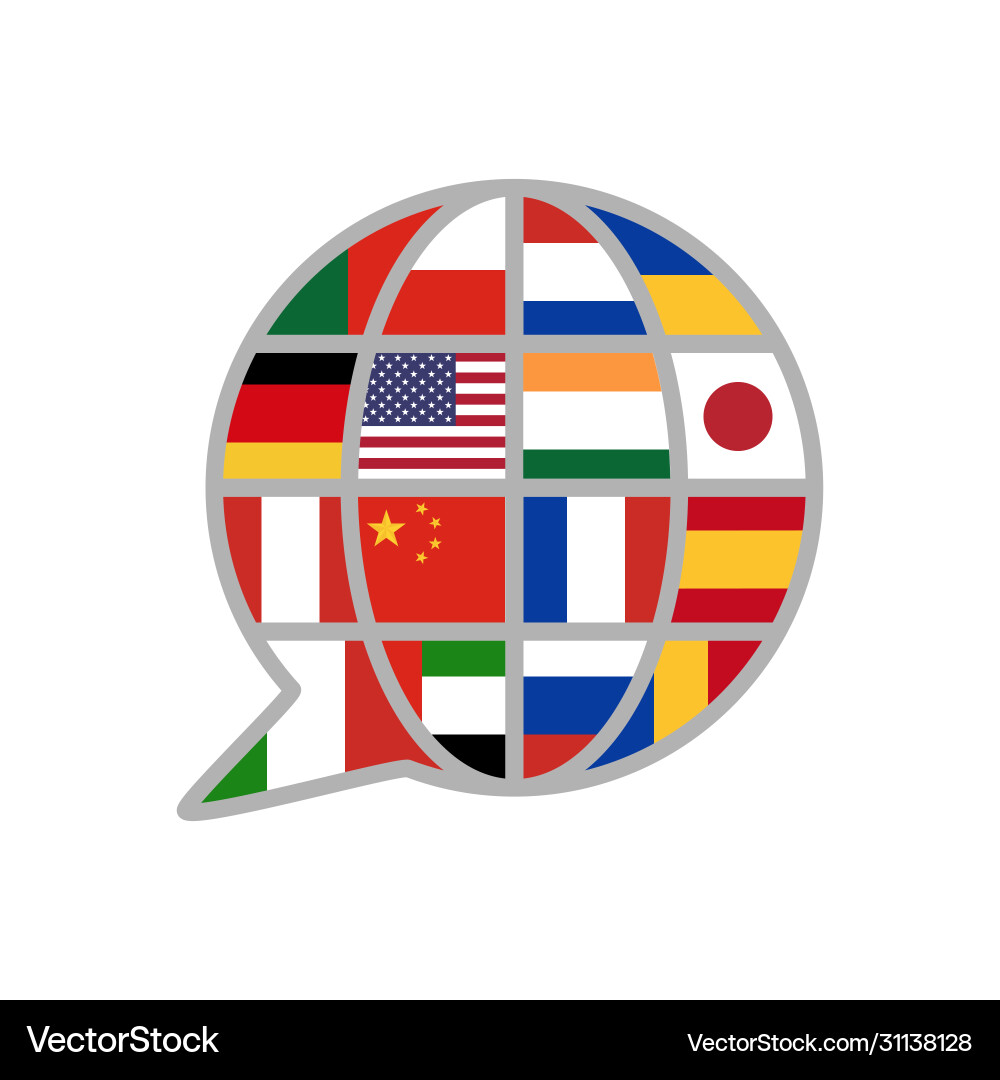 Foreign Language Translation Icon Set vector image