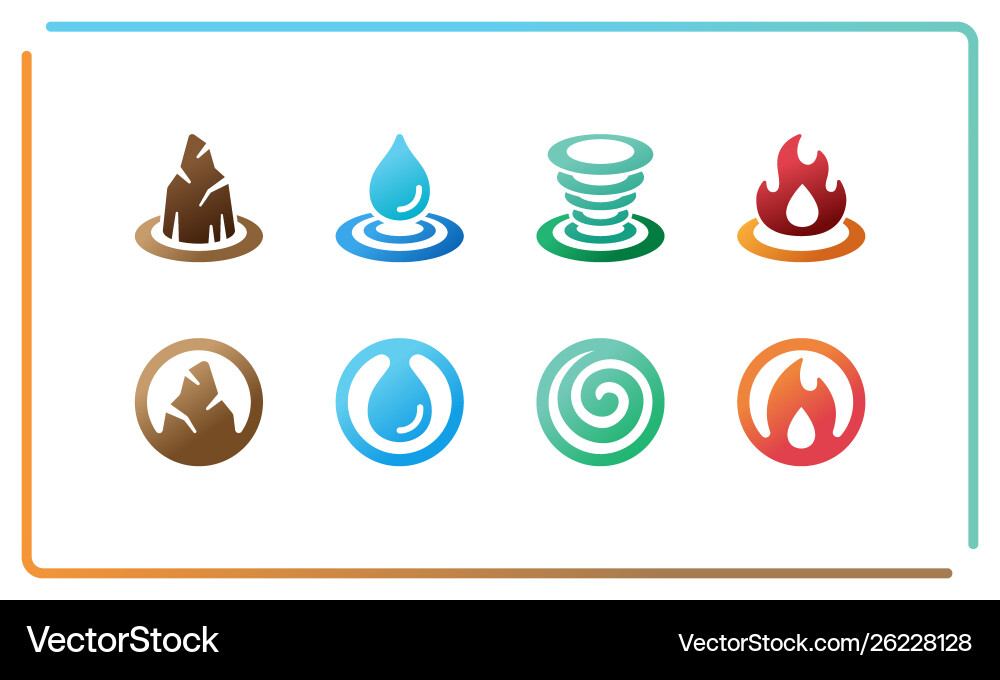 Four Elements Icon Set Royalty Free Vector Image