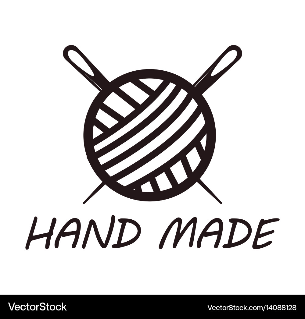 Handmade logotype design with skein of thread Vector Image
