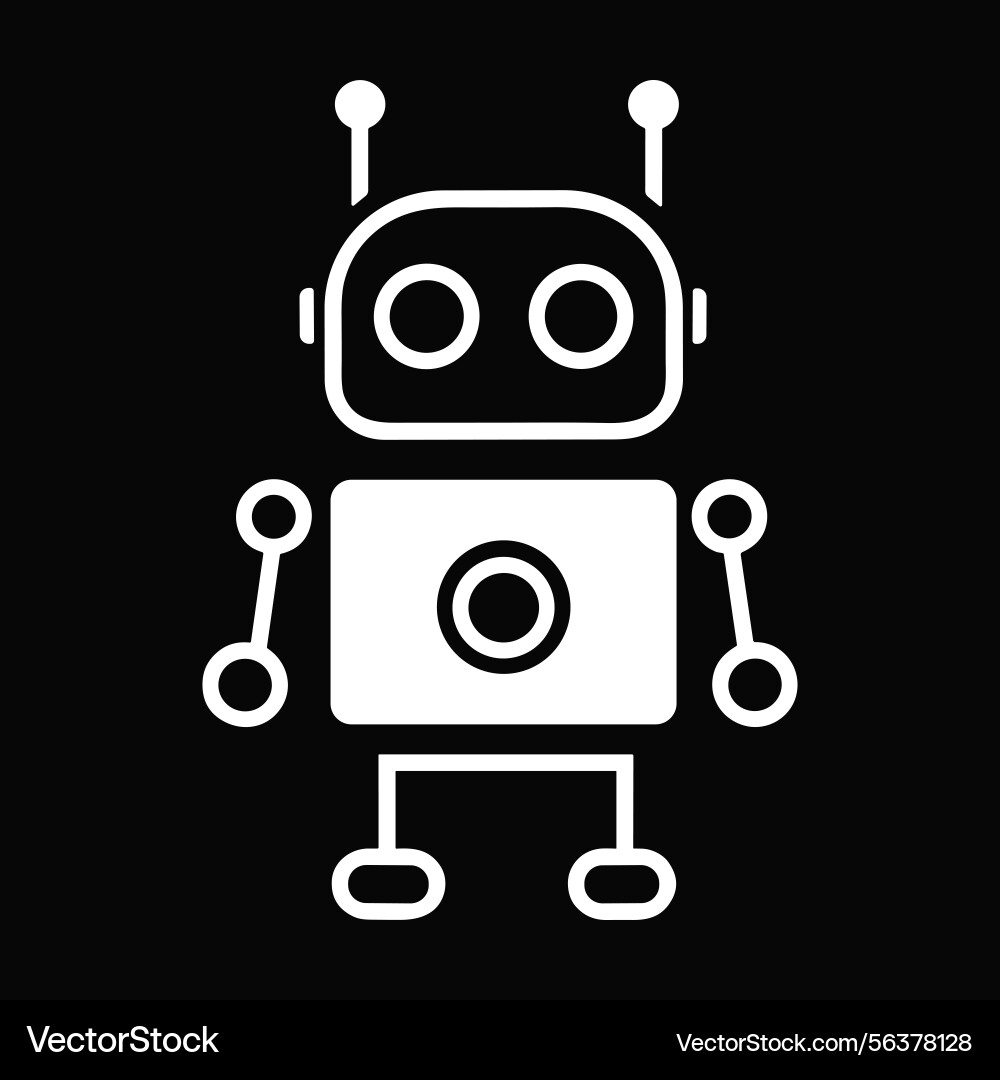Outline robot icon white linear simple Outline robot icon white linear simple vector image