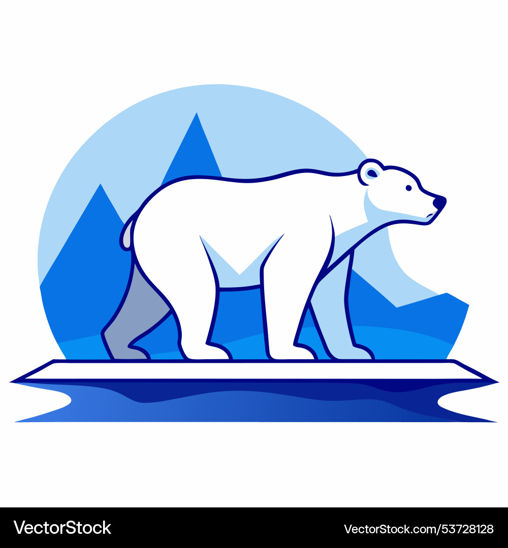 Polar bear walking on a glacier minimalist style Polar bear walking on a glacier minimalist style vector image
