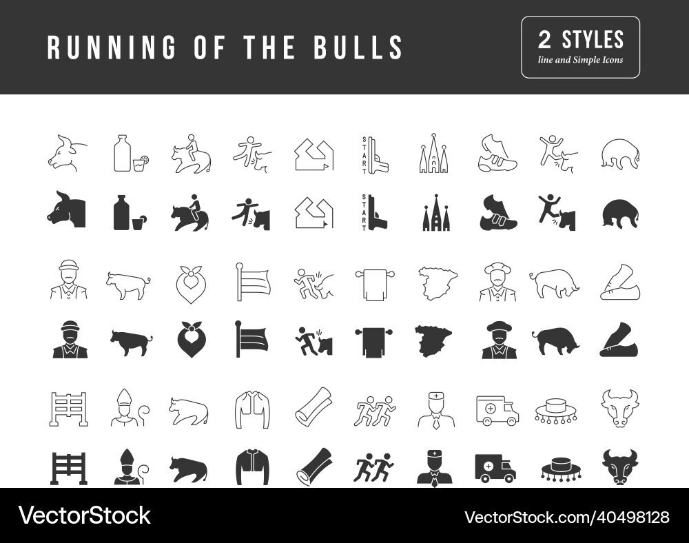 Set of simple icons running the bulls Set of simple icons running the bulls vector image