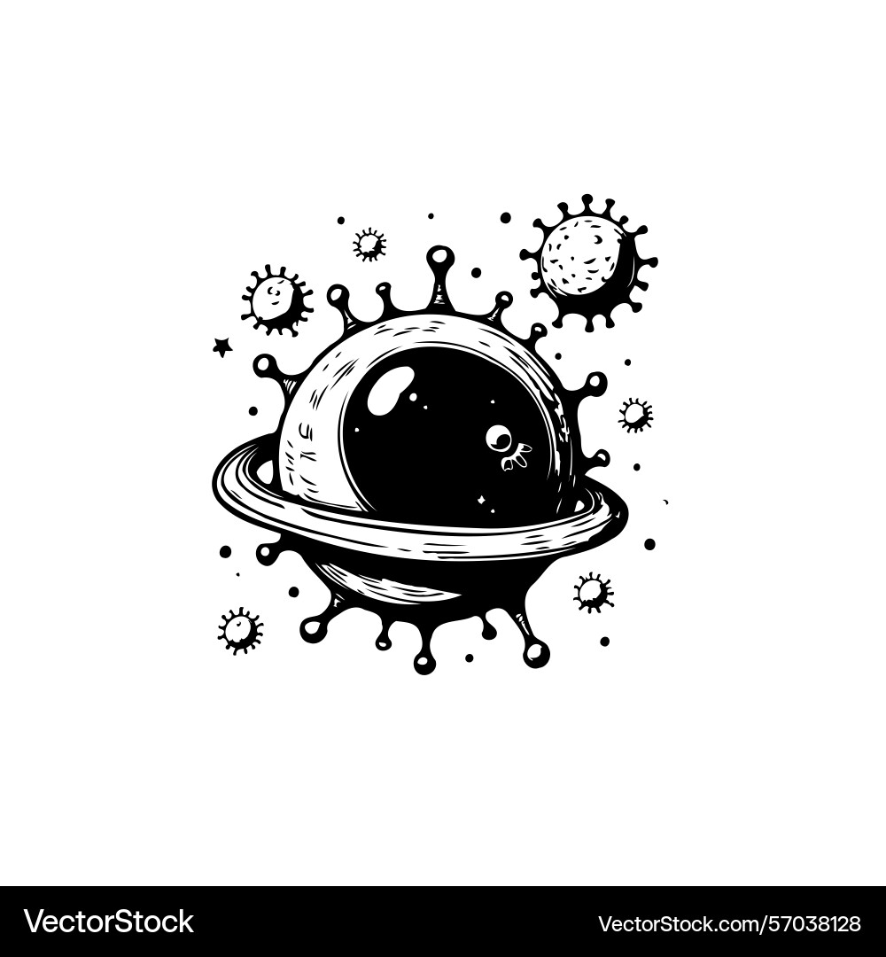 Whimsical of a virus spaceship exploring outer Whimsical of a virus spaceship exploring outer vector image