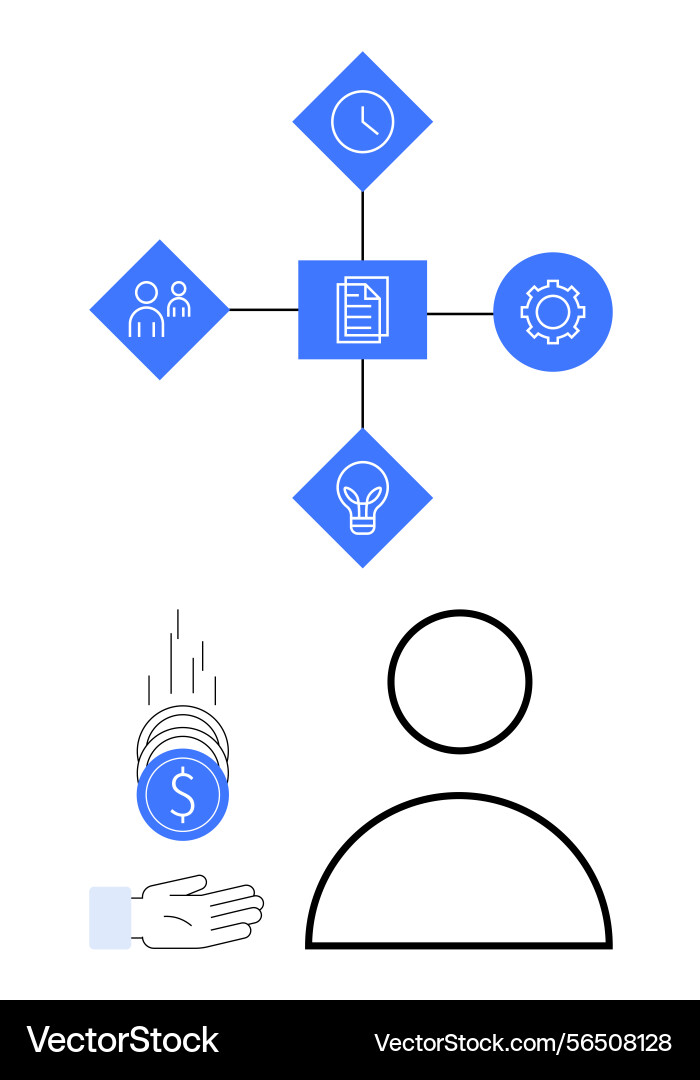 Workflow and time management with finance idea Workflow and time management with finance idea vector image