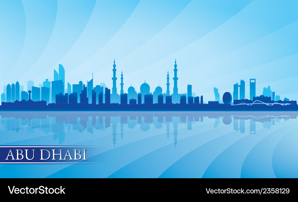 Abu Dhabi City Skyline Silhouette Hintergrund Vektorbild