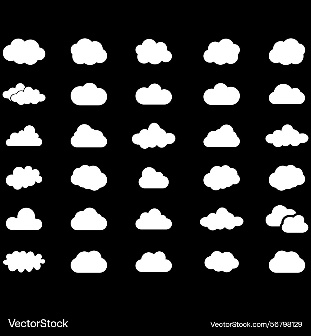 Clouds icons set of in different form vector image