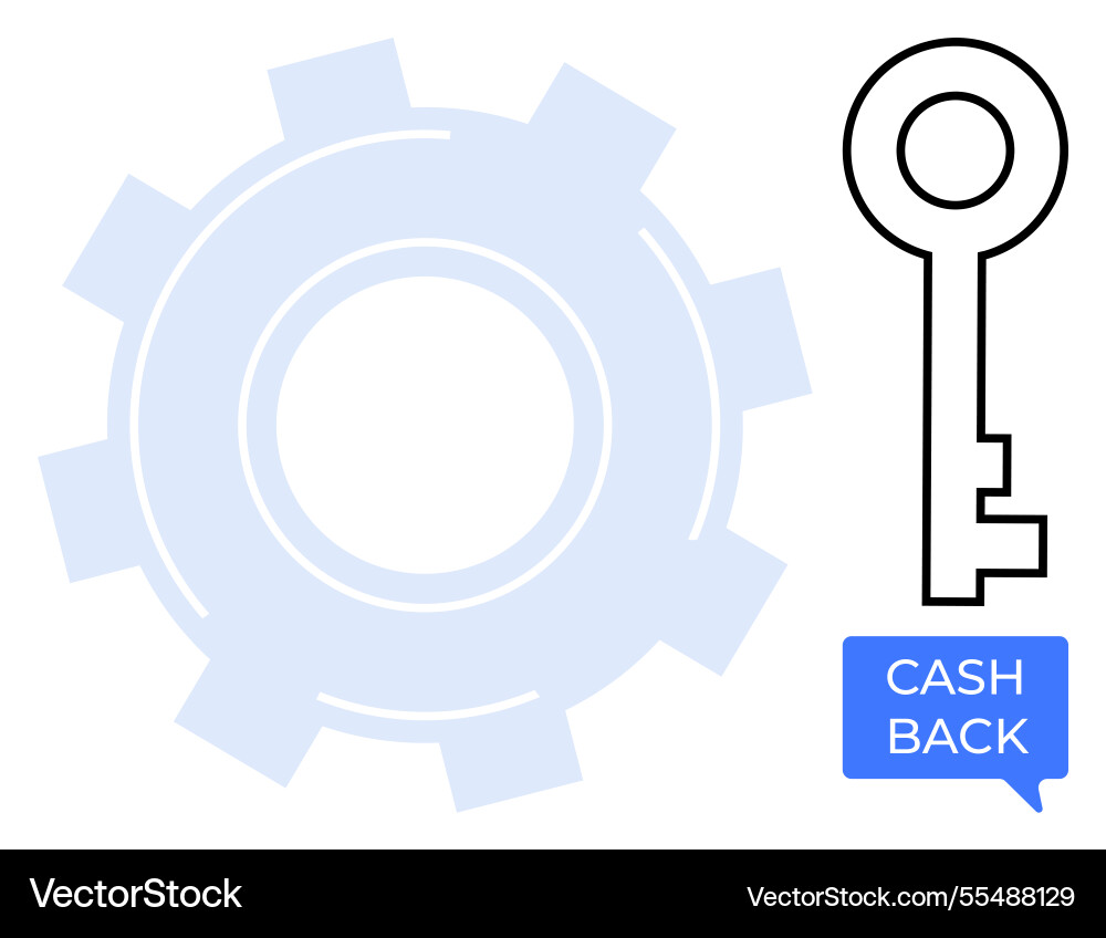 Gear and key elements representing mechanism vector image