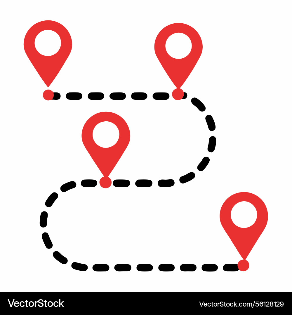 Multipoint route navigation map location tracking vector image