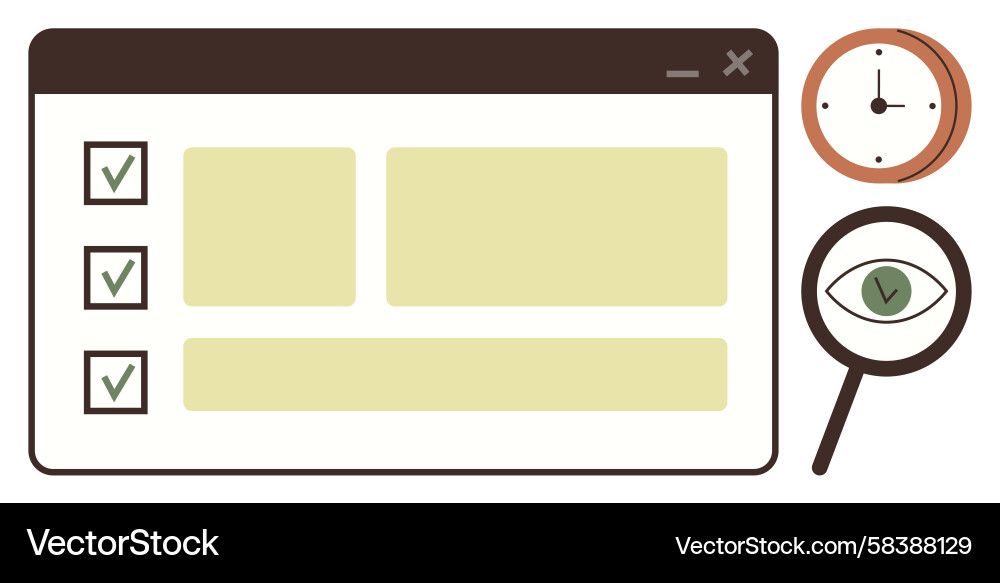 Task management and time monitoring interface Vector Image