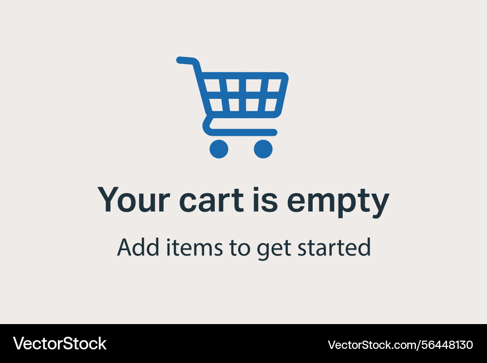Empty cart screen with icon and message prompt vector image
