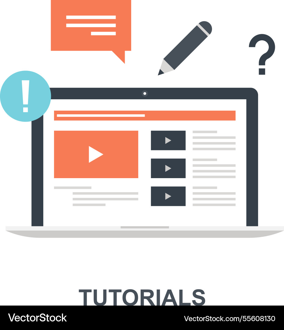Tutorials flat icon design concept vector image