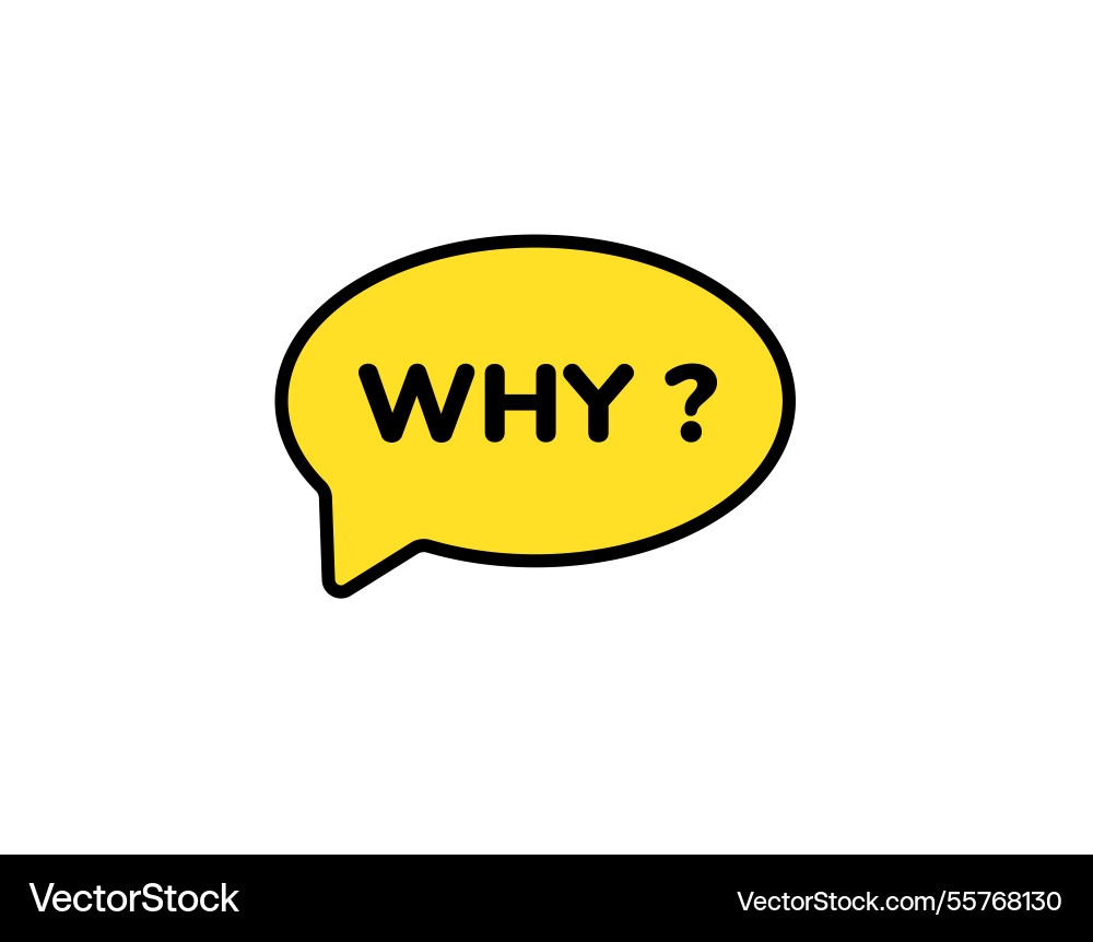 Yellow speech bubble with why question mark vector image