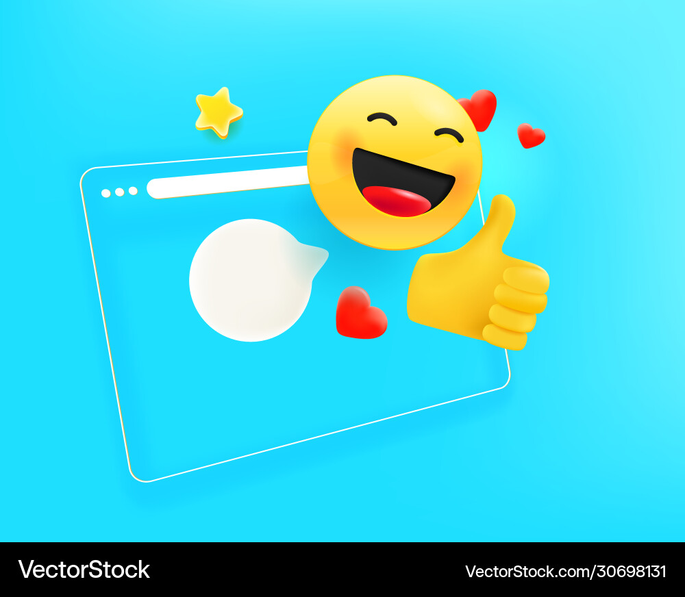 Browser window with different emoji i like vector image