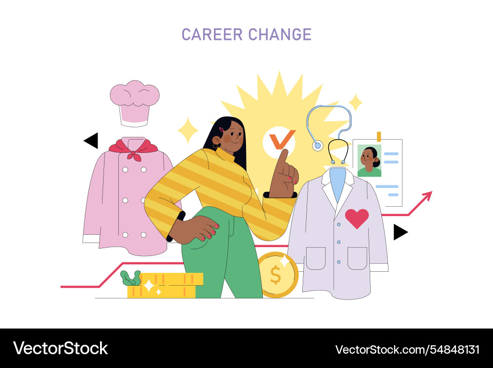 Career change flat Royalty Free Vector Image - VectorStock