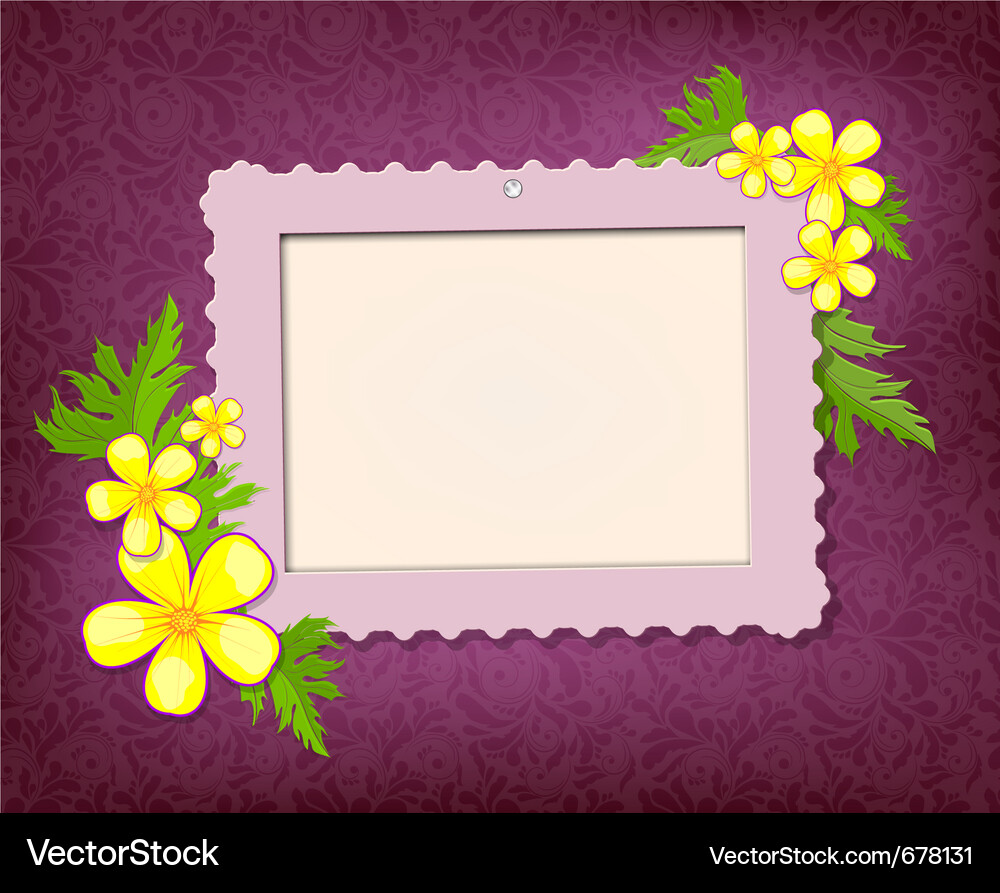 Floral Frame with Scroll Border Vector Image