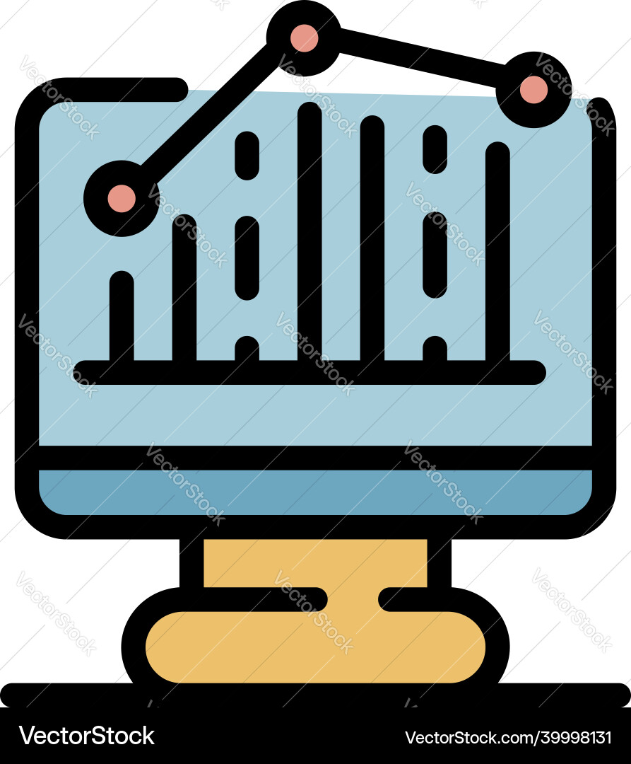 Graph chart design icon color outline Graph chart design icon color outline vector image
