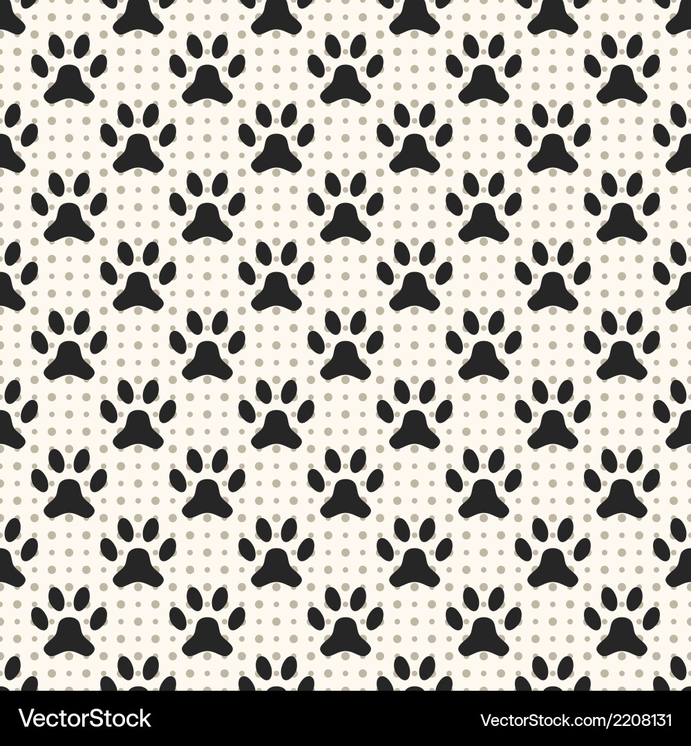 Paw Print Dot Seamless Pattern vector image