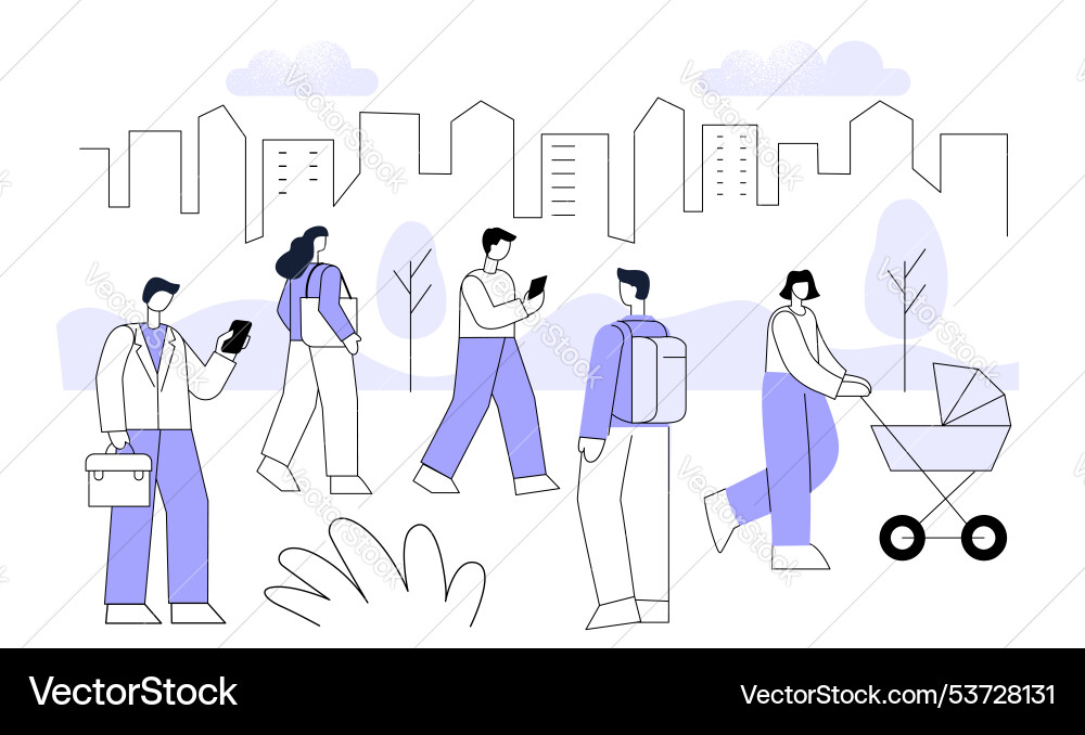 People in the park flat Royalty Free Vector Image