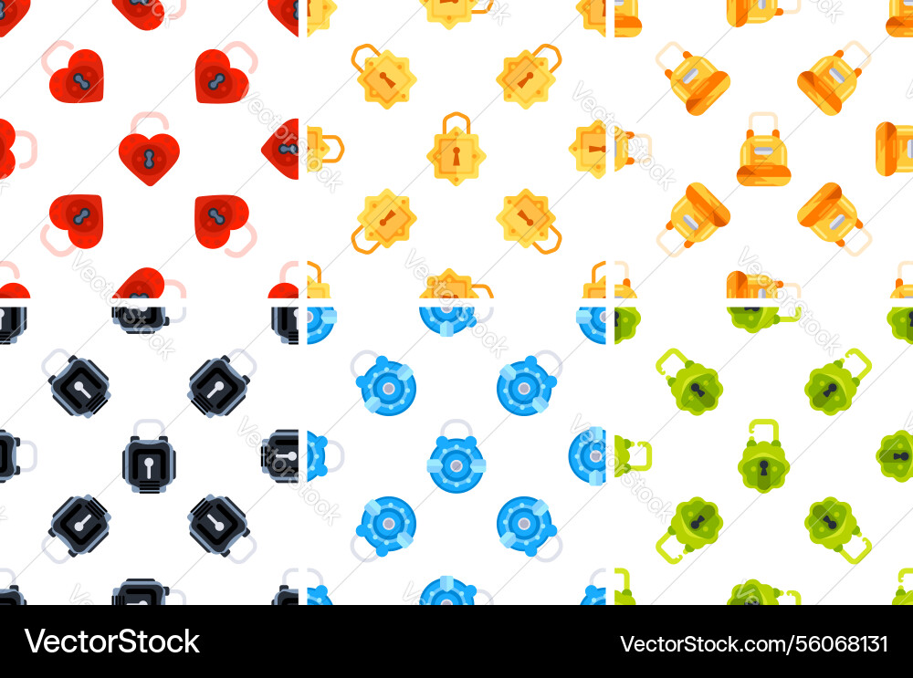 Seamless patterns with colorful padlocks showing Seamless patterns with colorful padlocks showing vector image