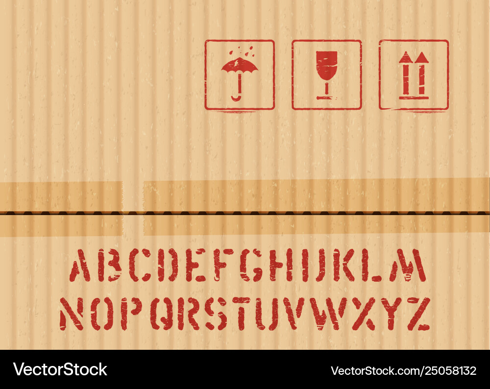 Cargo cardboard box icon sign set fragile keep Vector Image