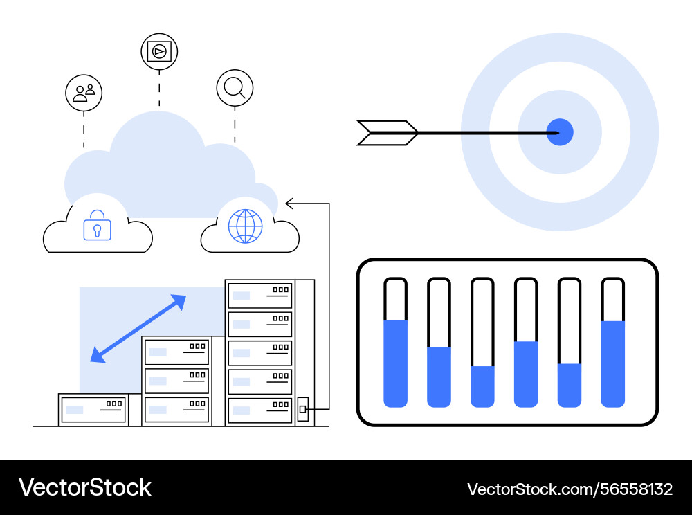 Cloud computing data analytics and target Cloud computing data analytics and target vector image