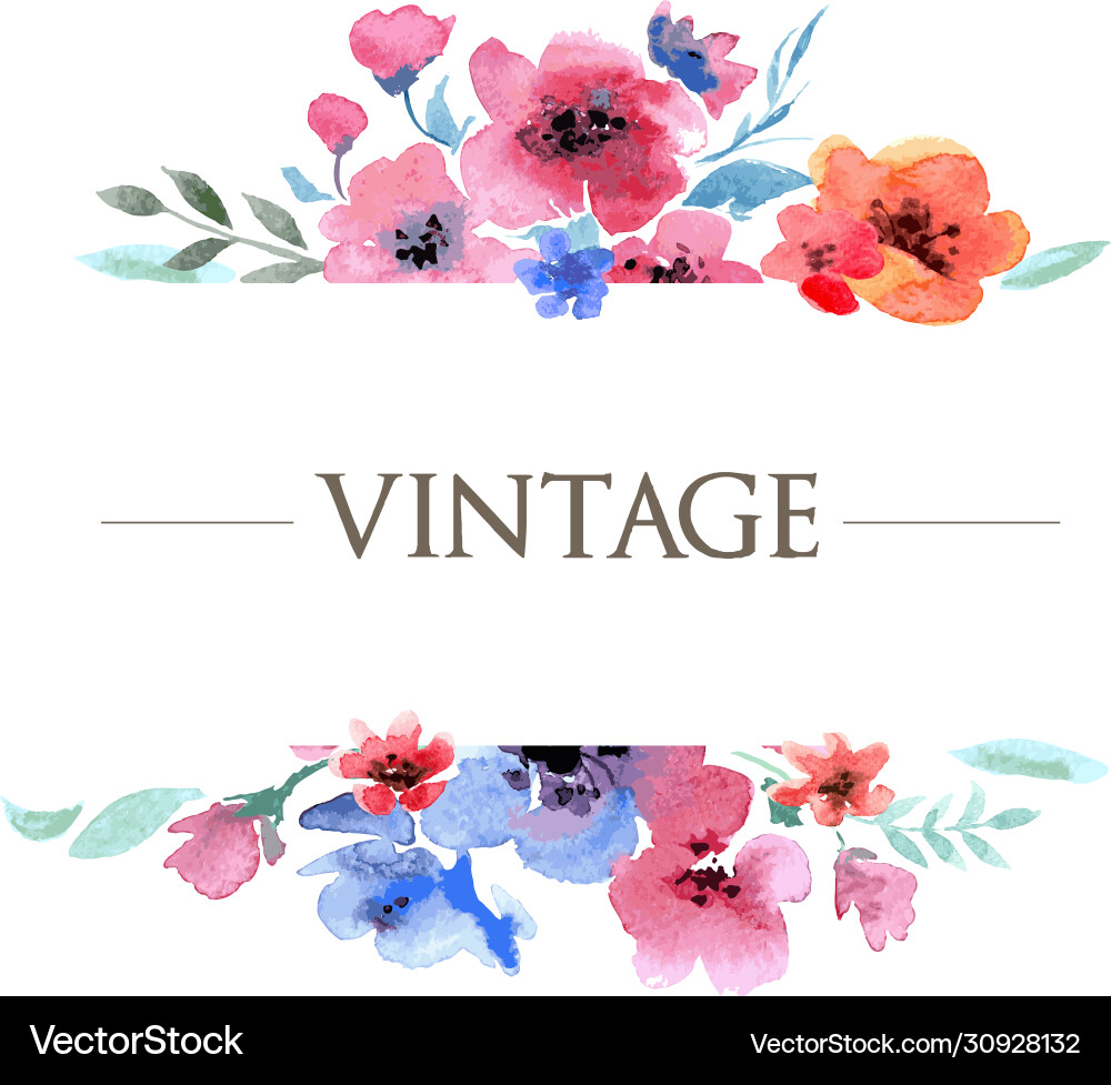 Floral Watercolor Frame Vector Image