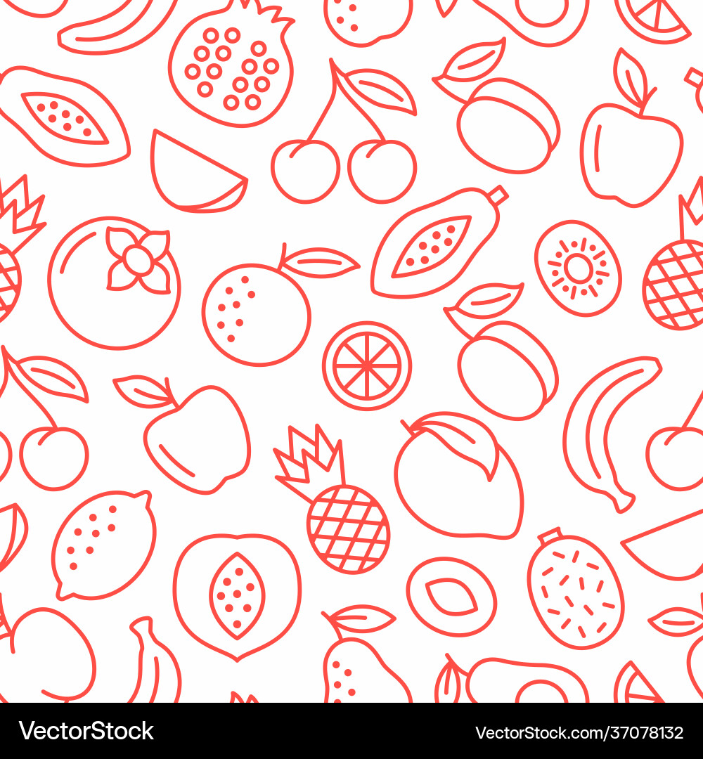 Fruit Seamless Pattern - Colorful Fruits vector image