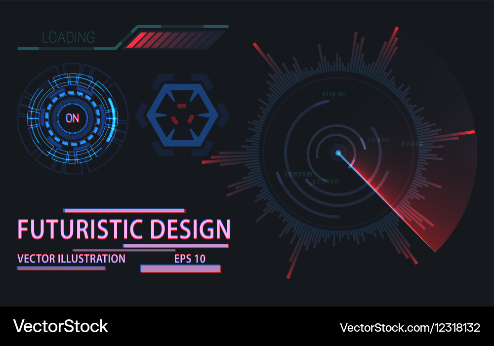 Futuristic Loading & Info UI Elements vector image