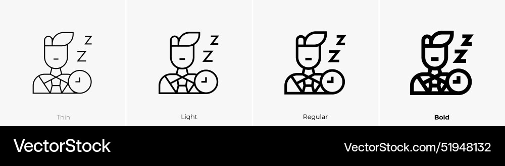 Lazy icon thin light regular and bold style Lazy icon thin light regular and bold style vector image