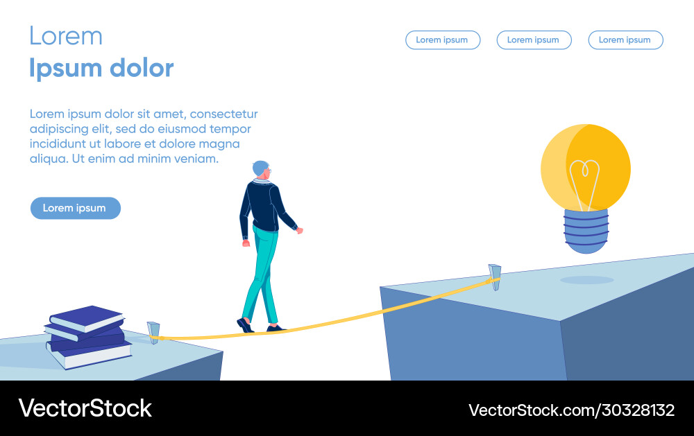 Man moving from knowledge to successful solution Man moving from knowledge to successful solution vector image