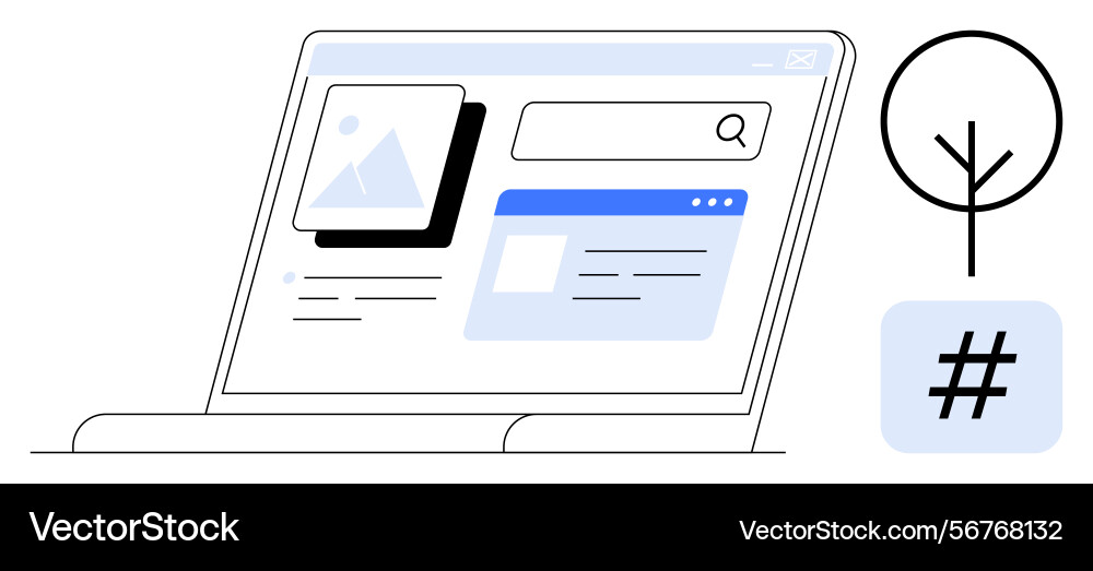 Minimalist laptop interface with search box image Minimalist laptop interface with search box image vector image