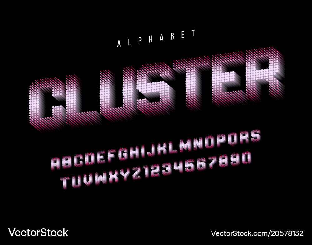 Neon Cluster Display Font Vector Image