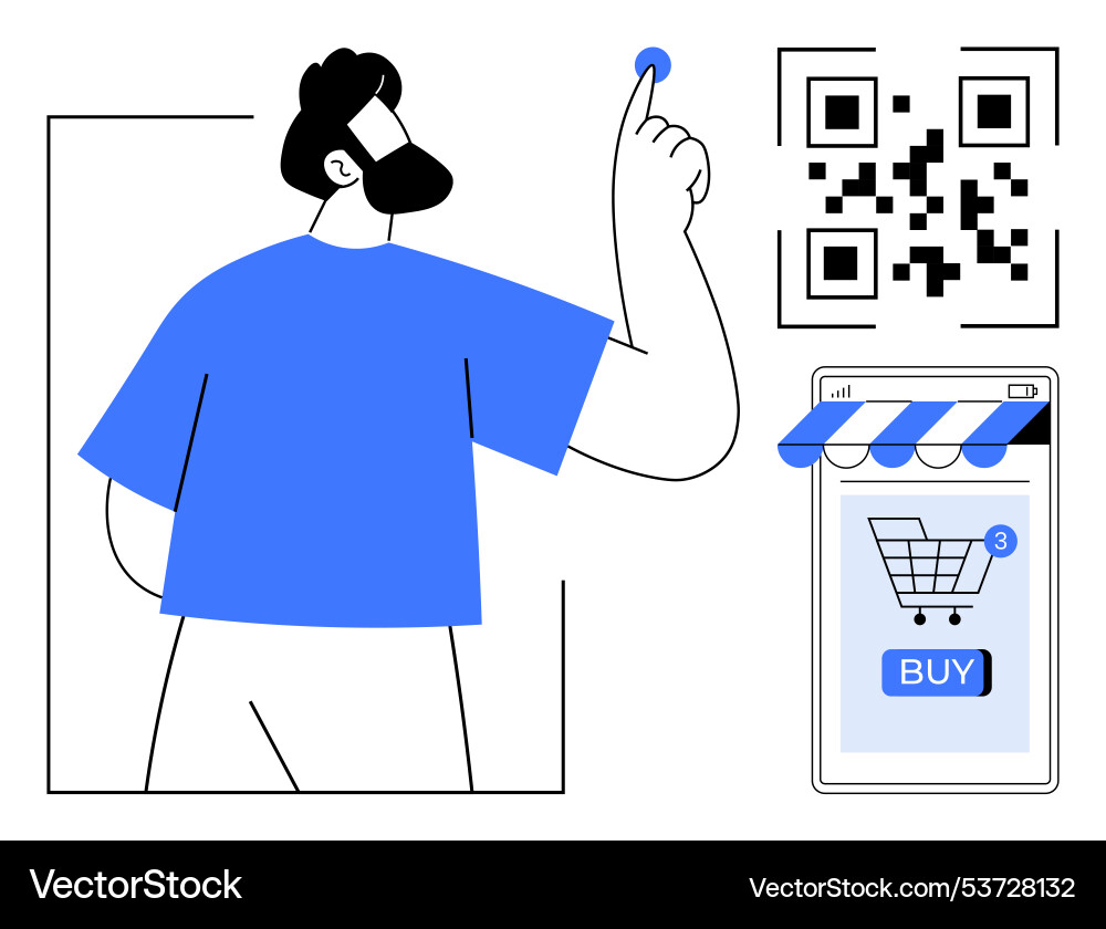 Qr code shopping with digital and mobile payment Vector Image