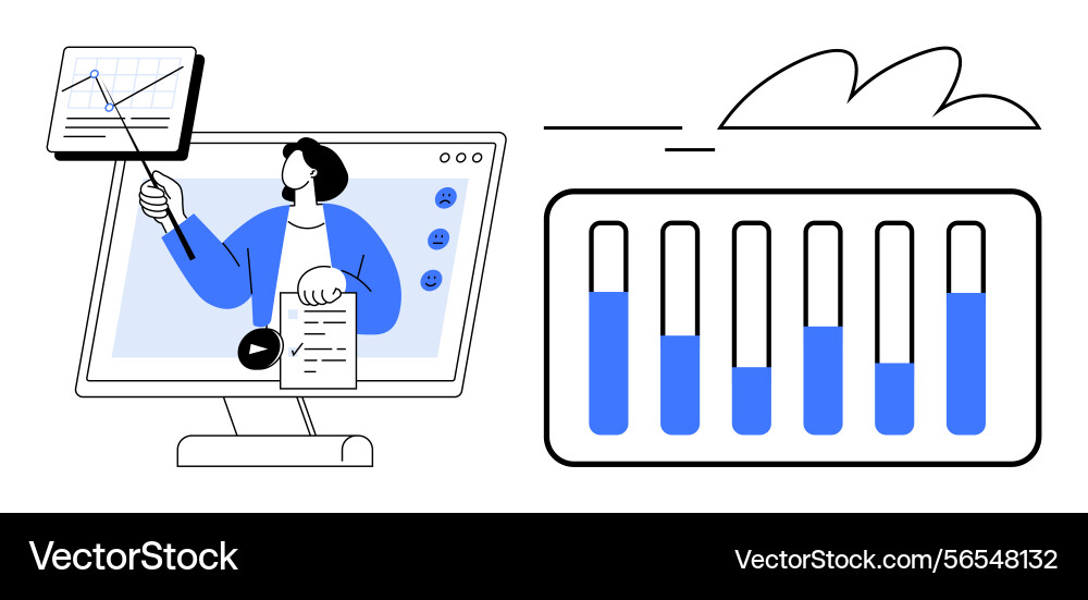 Virtual presentation on data and analysis Vector Image